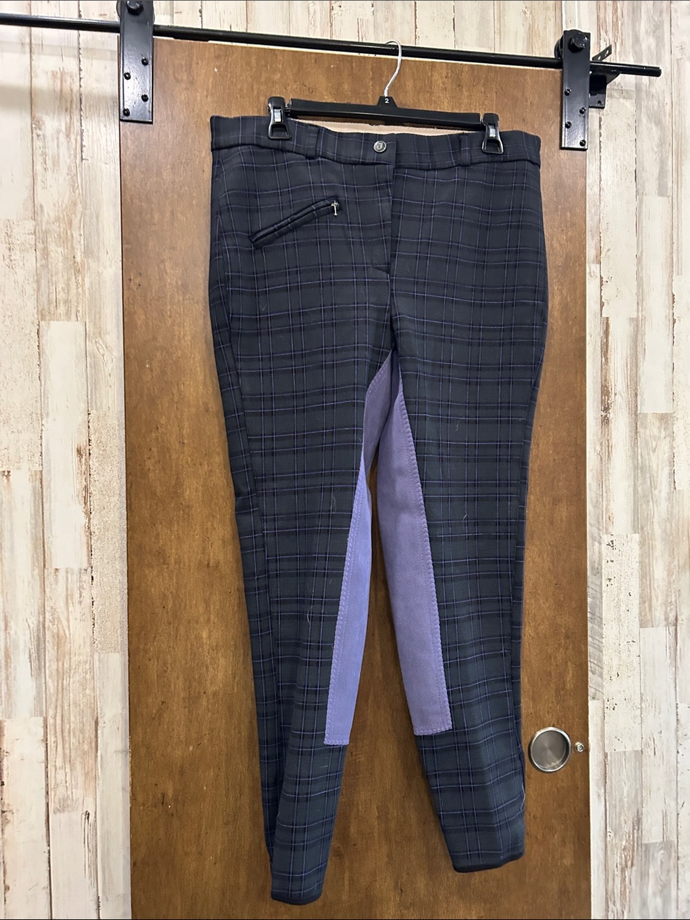 NWOT - Women's Black & Purple Plaid Full-Seat Riding Breeches